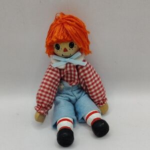 Vintage Small Wooden Raggedy Ann Doll. 4.5"